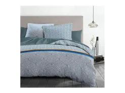 Juego nórdico 240 x 260 cm: Funda nórdica + 2 fundas de almohada - 100% Algodón - Azul