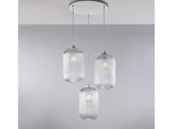 Krizia - Lámpara colgante blanca con cristal transparente decorado y cables eléctricos orientables, 3 luces