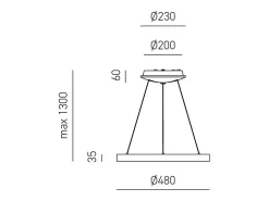 Krizia - Lámpara colgante LED regulable 30W - 2300lm, luz cálida 3000K, aro blanco mate, difusor acrílico, d. 40cm, IP20