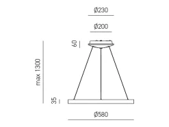Krizia - Lámpara colgante LED regulable 50W - 2900lm, luz cálida 3000K, aro blanco mate, difusor opal, d. 60cm, IP20