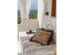 La Funda De Cojín De Rafia - Natural Negro - 60x60