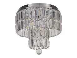 Lampada a Soffitto Classica Impero Acciaio Cromo Vetro Trasparente 4 Luci E14