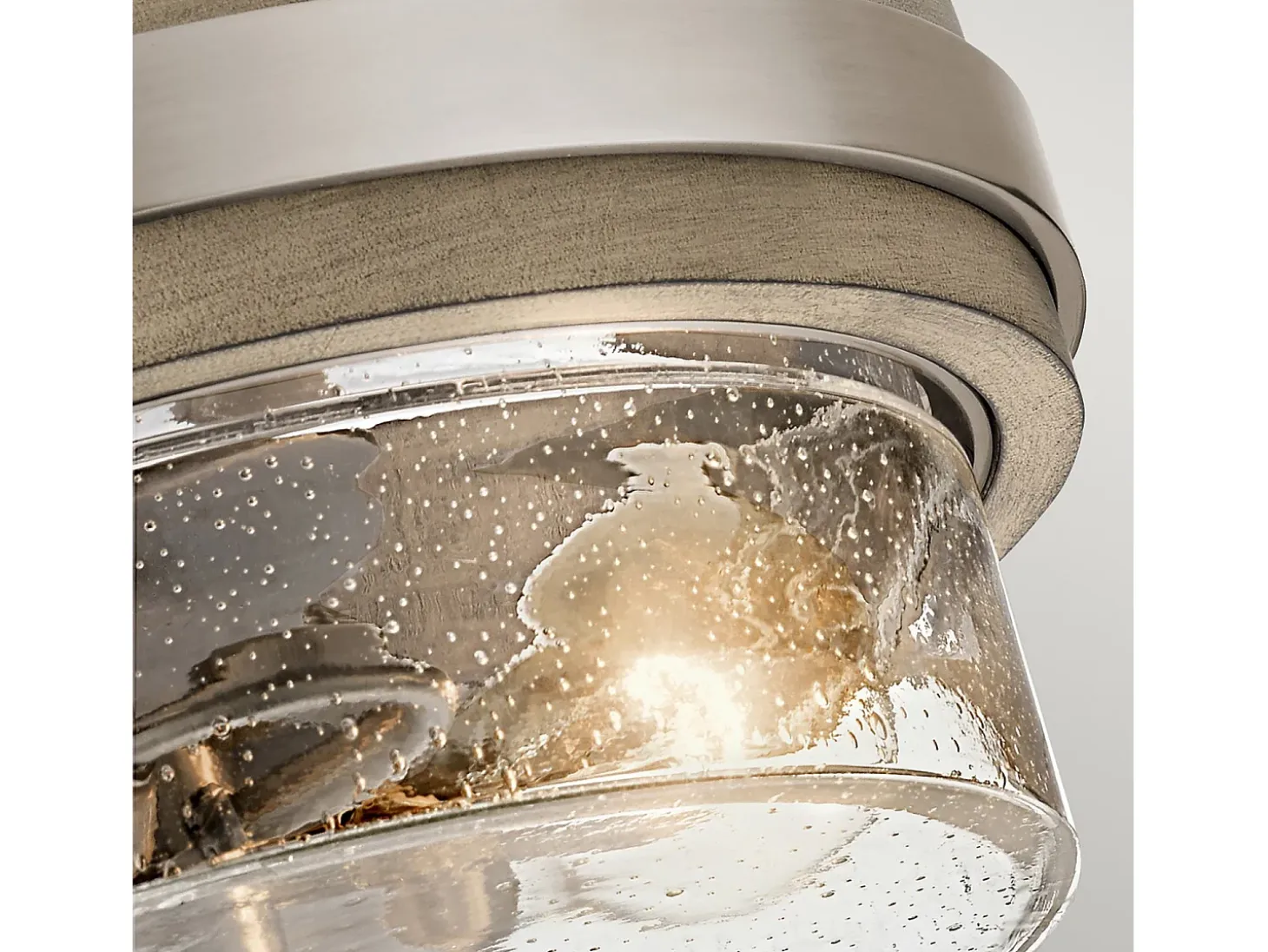 Lampada A Soffitto Contemporanea Grand Bank Acciaio Grigio Antico Vetro 2 Luci E27