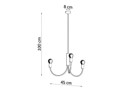 Lampada a sospensione a 3 bracci multi-braccio nera 3x E27 Lámpara colgante Multi Arm 3 brazos Negro 3x E27