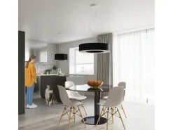 Lampada a Sospensione Cilindrica Nera 70cm E27 Lámpara colgante cilíndrica Negra 70cm E27