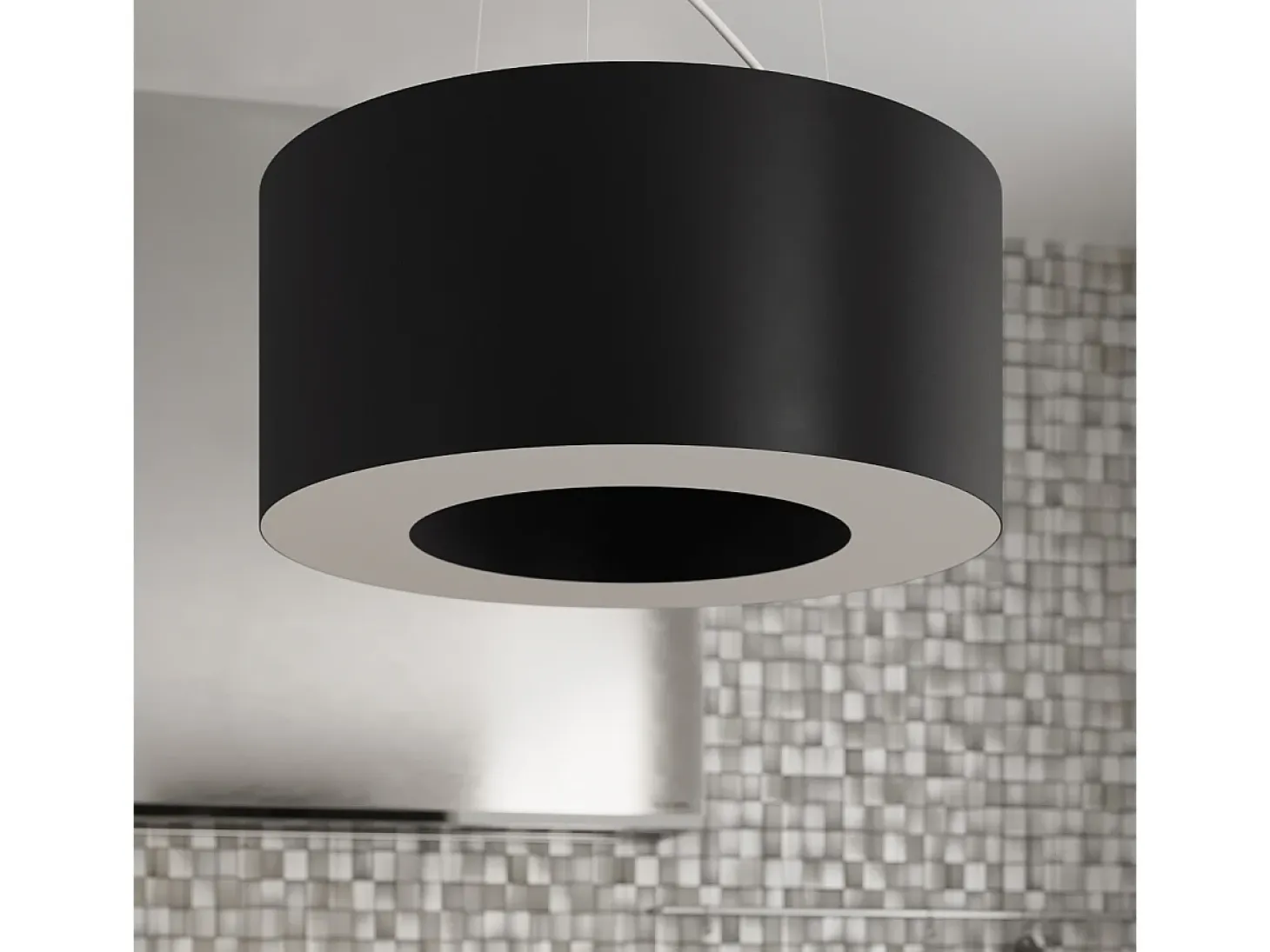 Lampada a Sospensione Cilindrica Nera 50cm E27 Lámpara colgante cilíndrica Negra 50cm E27