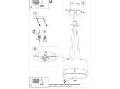 Lampada a Sospensione Cilindrica Nera 60cm E27 Lámpara colgante cilíndrica Negra 60cm E27
