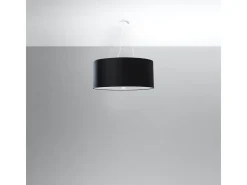 Lampada a Sospensione Cilindrica Nera 60cm E27 Lámpara colgante cilíndrica Negra 60cm E27