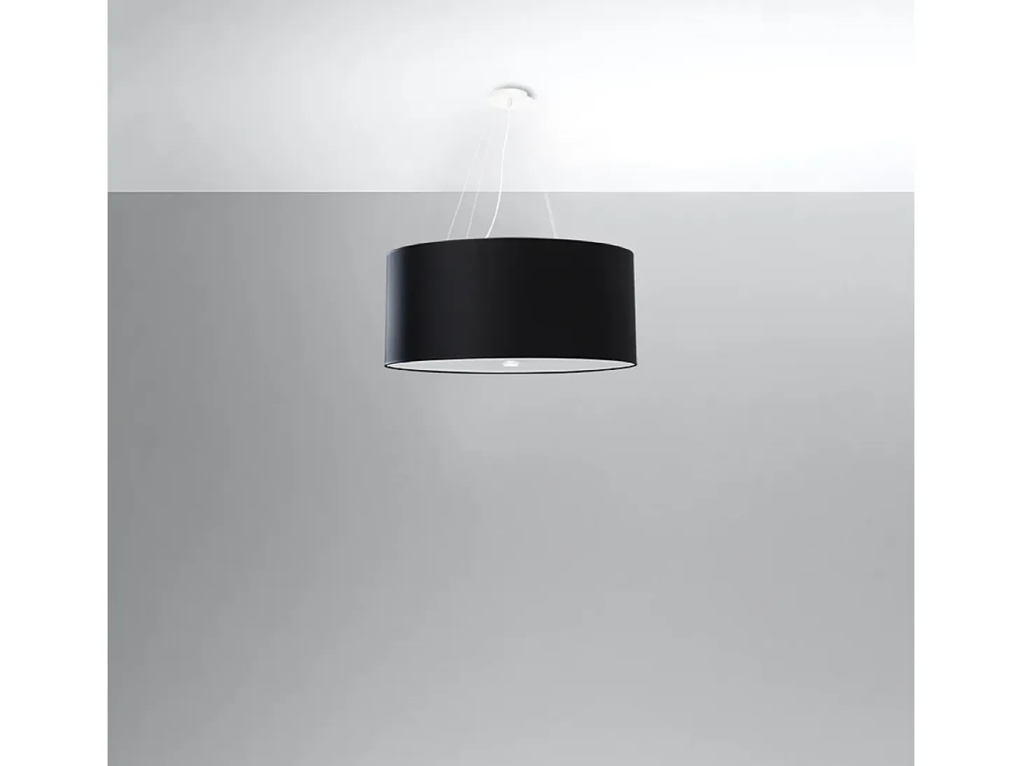 Lampada a Sospensione Cilindrica Nera 60cm E27 Lámpara colgante cilíndrica Negra 60cm E27