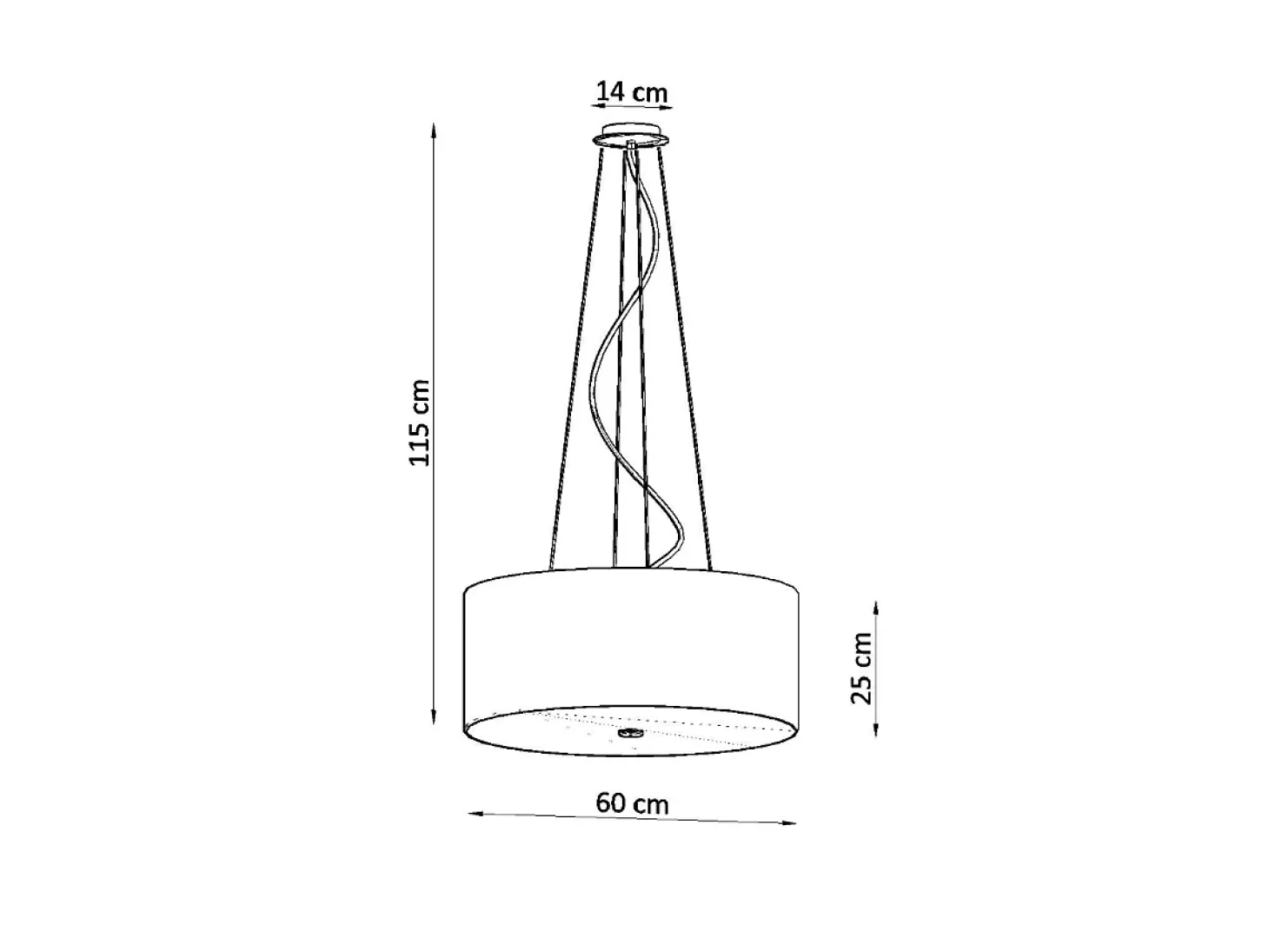 Lampada a Sospensione Cilindrica Nera 60cm E27 Lámpara colgante cilíndrica Negra 60cm E27