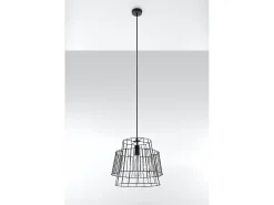 Lampada a sospensione con struttura a due fili nera E27 Lámpara colgante Twin Wire Frame Negro E27