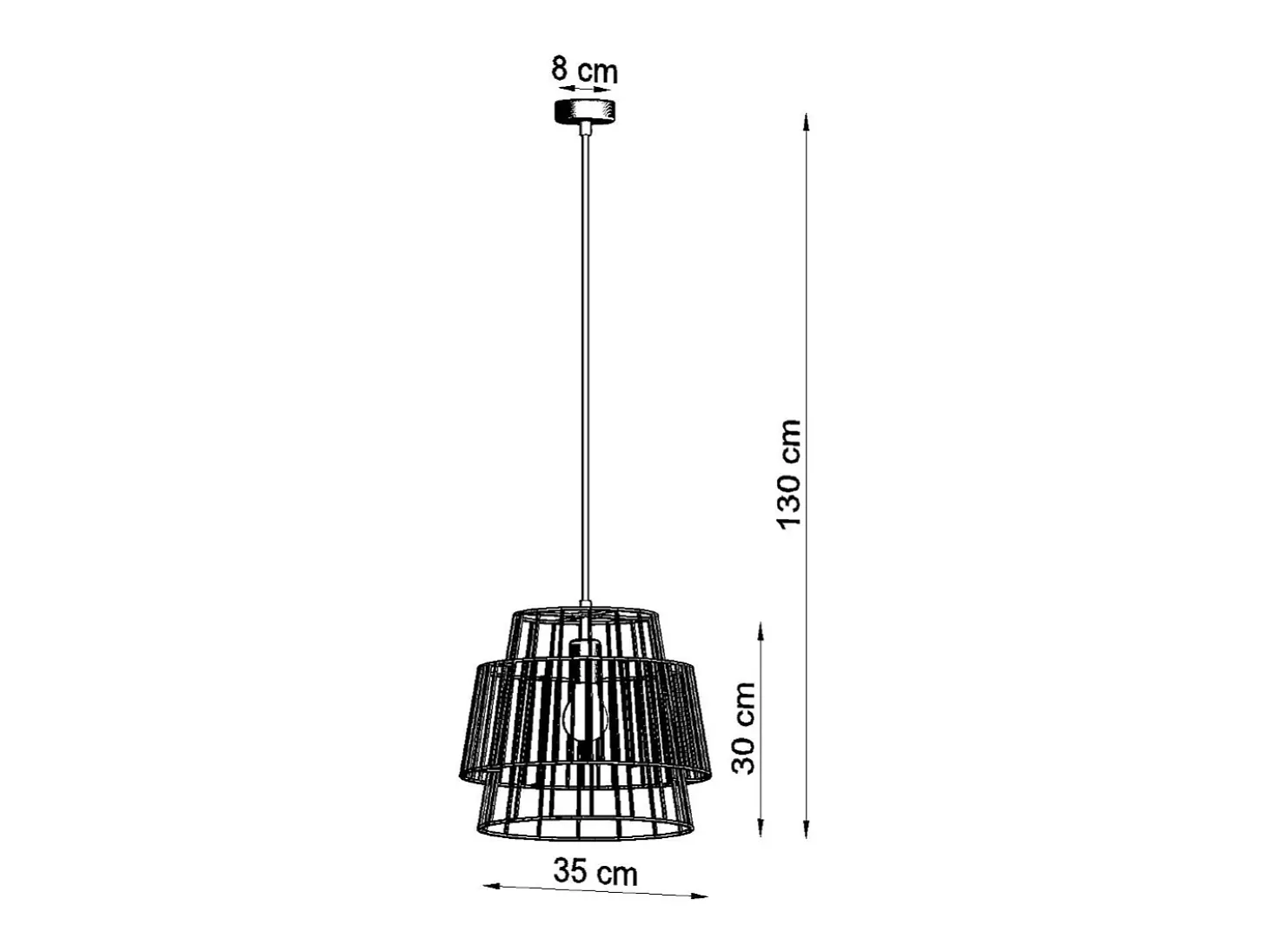 Lampada a sospensione con struttura a due fili nera E27 Lámpara colgante Twin Wire Frame Negro E27