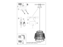Lampada a sospensione con struttura a due fili nera E27 Lámpara colgante Twin Wire Frame Negro E27