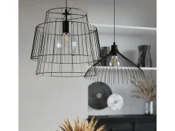 Lampada a sospensione con struttura a due fili nera E27 Lámpara colgante Twin Wire Frame Negro E27