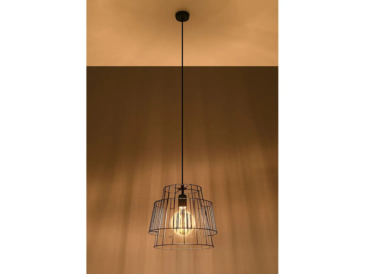 Lampada a sospensione con struttura a due fili nera E27 Lámpara colgante Twin Wire Frame Negro E27