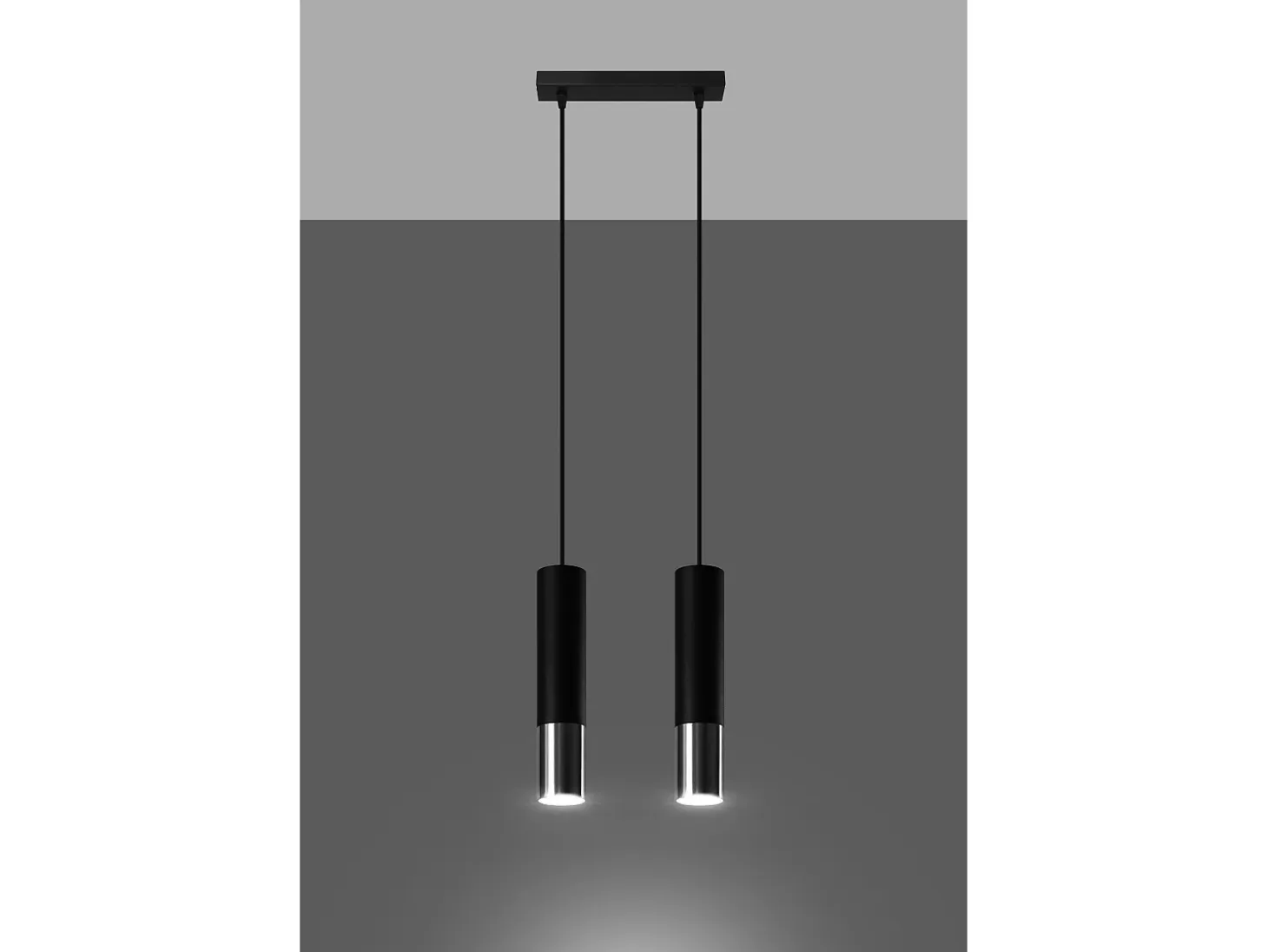 Lampada a sospensione doppia nera, cromata GU10 Lámpara colgante Twin, Negro, Cromo GU10