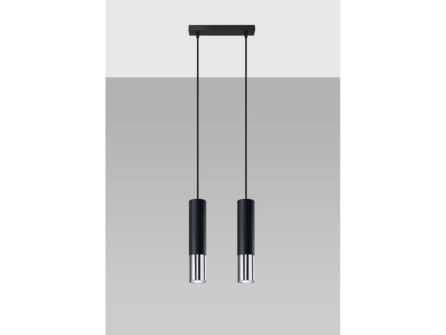 Lampada a sospensione doppia nera, cromata GU10 Lámpara colgante Twin, Negro, Cromo GU10