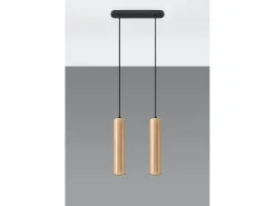 Lampada a sospensione doppia in legno naturale GU10 Lámpara colgante Twin de madera natural GU10