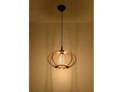 Lampada a sospensione in filo di legno naturale E27 Lámpara colgante con marco de alambre Madera natural E27
