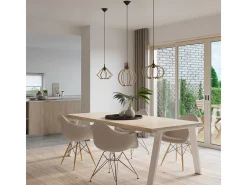 Lampada a sospensione in filo di legno naturale E27 Lámpara colgante con marco de alambre Madera natural E27