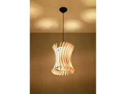 Lampada a sospensione in filo di legno naturale E27 Lámpara colgante con marco de alambre Madera natural E27