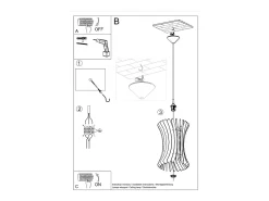 Lampada a sospensione in filo di legno naturale E27 Lámpara colgante con marco de alambre Madera natural E27