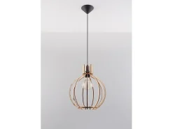 Lampada a sospensione in filo di legno naturale E27 Lámpara colgante con marco de alambre Madera natural E27
