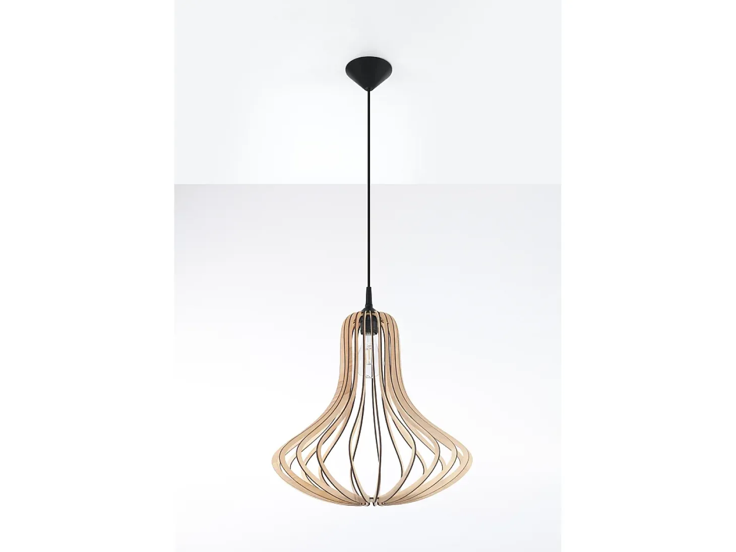 Lampada a sospensione in filo di legno naturale E27 Lámpara colgante con marco de alambre Madera natural E27