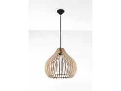 Lampada a sospensione in filo di legno naturale E27 Lámpara colgante con marco de alambre Madera natural E27