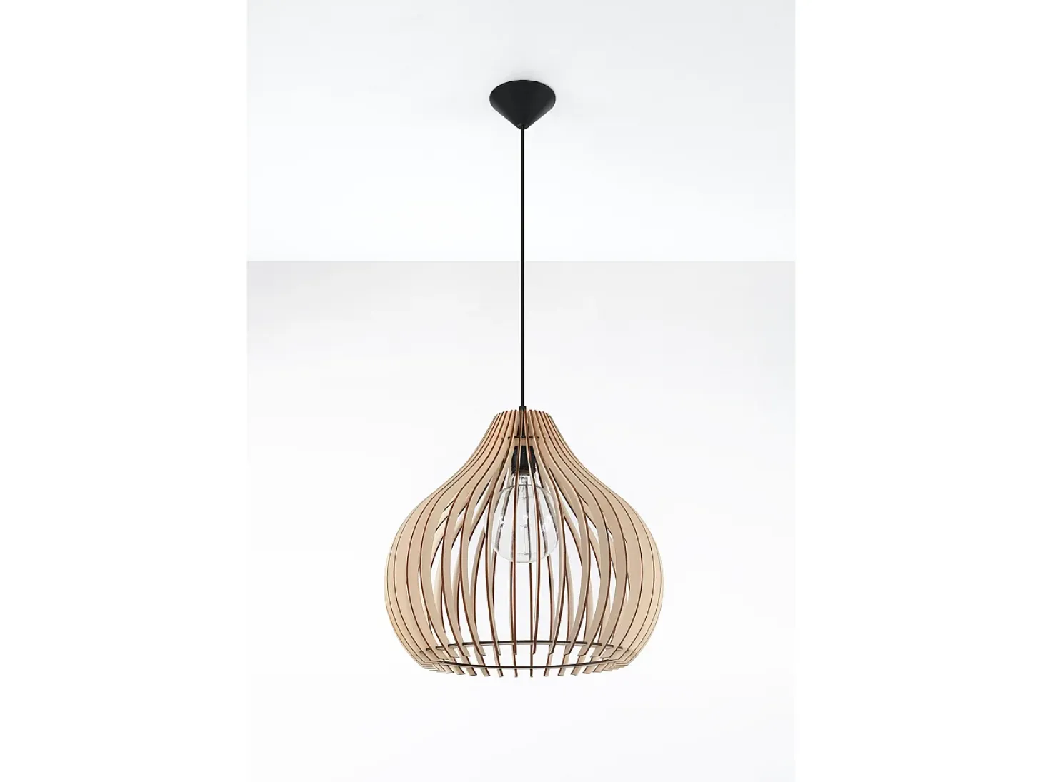 Lampada a sospensione in filo di legno naturale E27 Lámpara colgante con marco de alambre Madera natural E27
