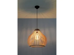 Lampada a sospensione in filo di legno naturale E27 Lámpara colgante con marco de alambre Madera natural E27