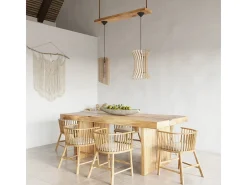 Lampada a sospensione in filo di legno naturale E27 Lámpara colgante con marco de alambre Madera natural E27