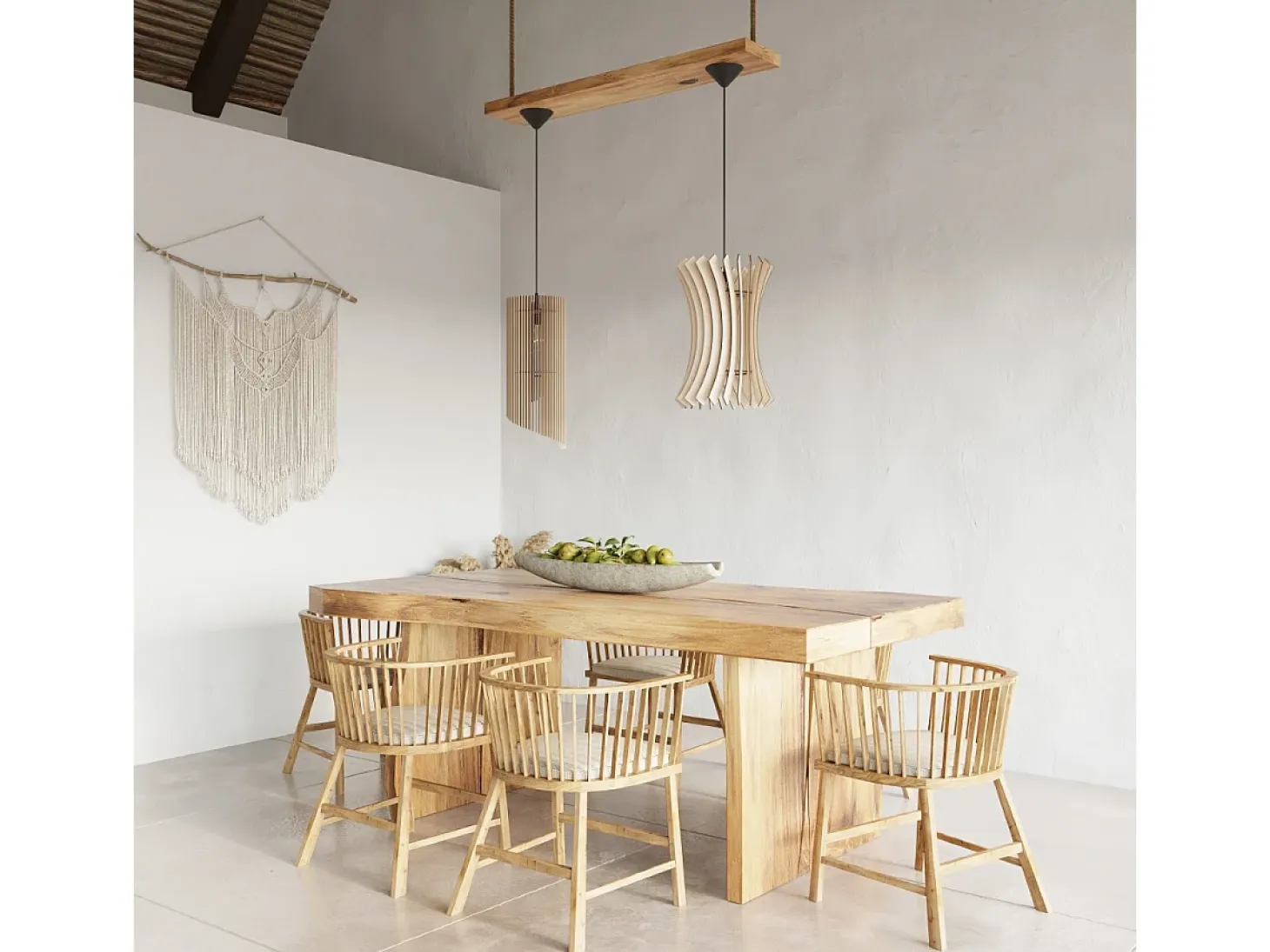 Lampada a sospensione in filo di legno naturale E27 Lámpara colgante con marco de alambre Madera natural E27