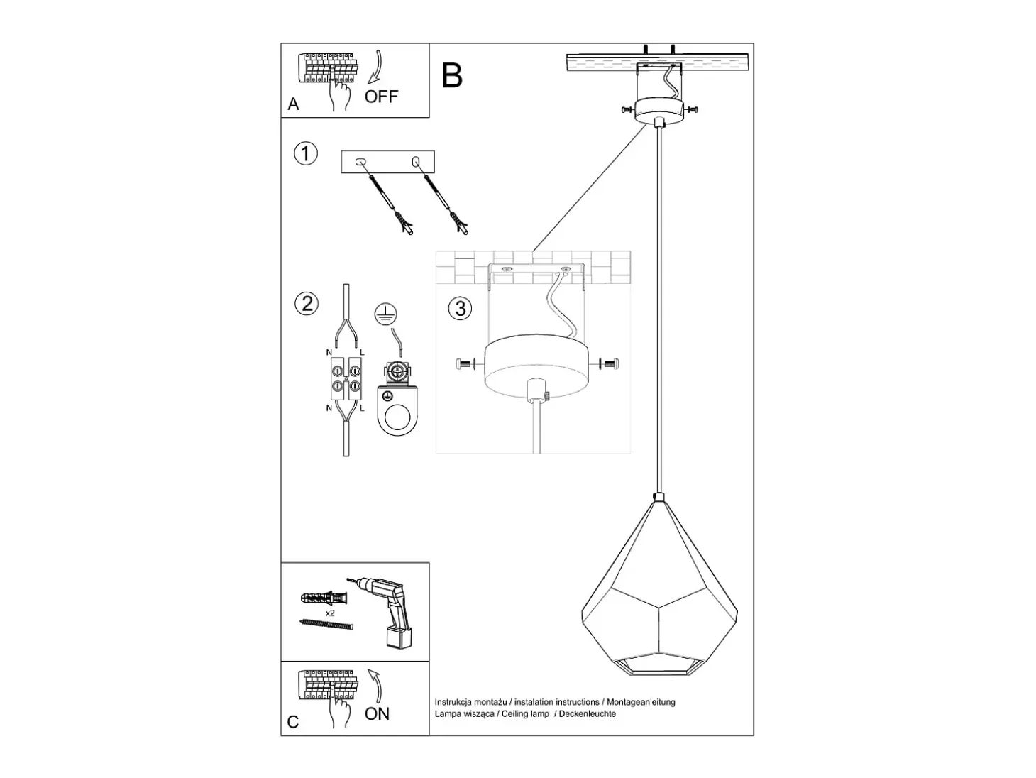 Lampada a sospensione in ceramica bianca E27 Lámpara Colgante de Cerámica Blanca E27