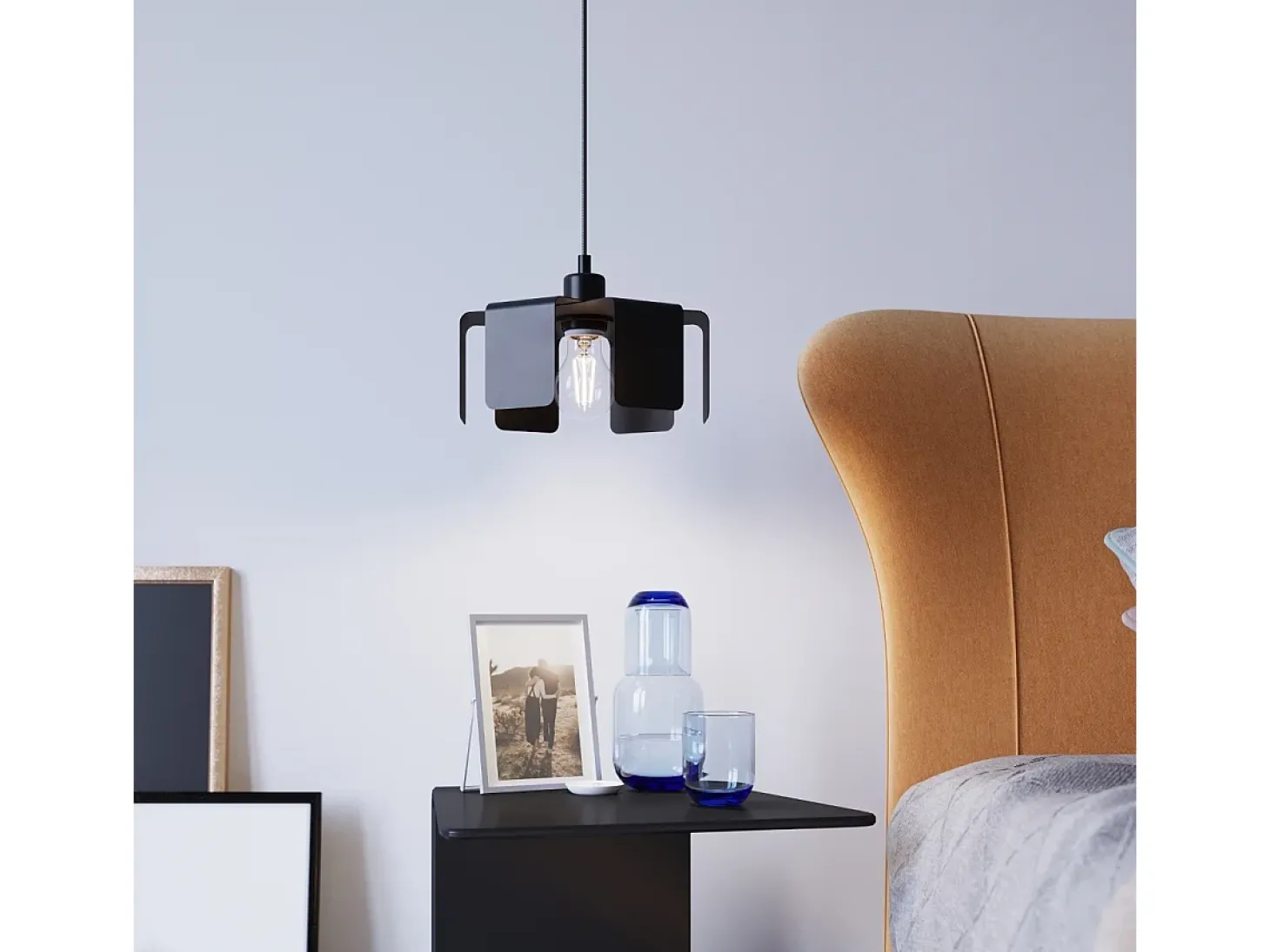 Lampada a sospensione moderna nera E27 Lámpara Colgante Moderna Negra E27