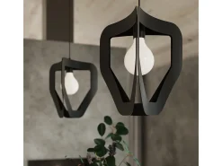 Lampada a sospensione moderna con struttura a filo nera E27 E Lámpara colgante moderna con marco de alambre Negro E27