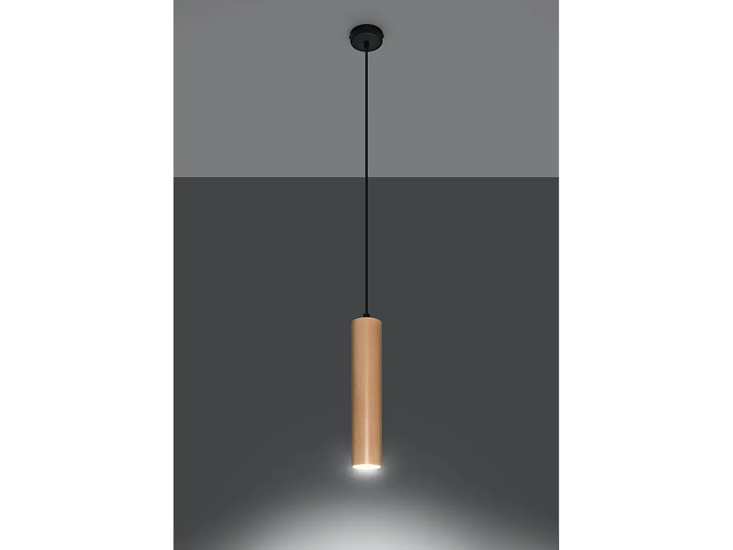 Lampada a sospensione sottile 8 cm in legno naturale GU10 Lámpara colgante Slim 8cm Madera natural GU10