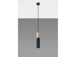 Lampada a sospensione sottile 8 cm nera, legno naturale GU10 Lámpara colgante delgada de 8 cm negro, madera natural GU10