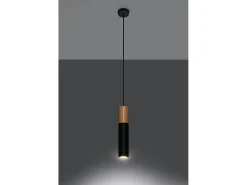 Lampada a sospensione sottile 8 cm nera, legno naturale GU10 Lámpara colgante delgada de 8 cm negro, madera natural GU10