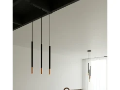 Lampada a sospensione tripla Nero, Rame G9 Lámpara colgante triple negra, cobre G9