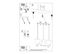 Lampada a sospensione tripla nera 3x E27 Lámpara colgante triple negra 3x E27