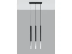 Lampada a sospensione tripla nera, cromata G9 Lámpara colgante triple negra, cromo G9