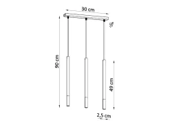 Lampada a sospensione tripla Nero, Oro G9 Lámpara colgante triple negra, dorada G9