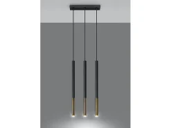 Lampada a sospensione tripla Nero, Oro G9 Lámpara colgante triple negra, dorada G9