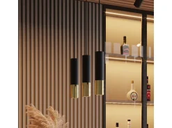 Lampada a sospensione Twin Nero, Oro GU10 Lámpara colgante Twin Negro, Dorado GU10