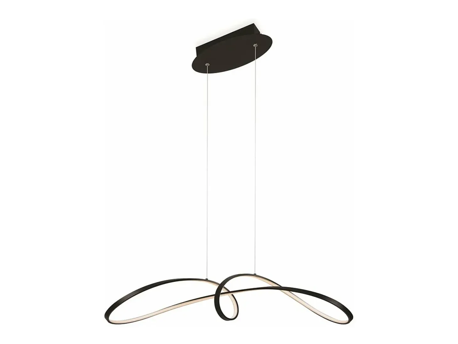 Lampadario A Sospensione Moderno Curve Alluminio Nero 1 Luce Led 42W