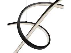 Lampadario A Sospensione Moderno Curve Alluminio Nero 1 Luce Led 42W