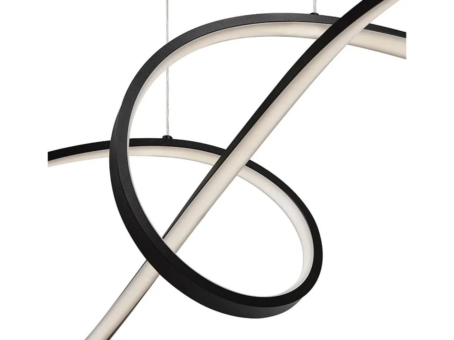 Lampadario A Sospensione Moderno Curve Alluminio Nero 1 Luce Led 42W