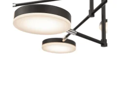 Lampadario A Sospensione Moderno Fad Metallo Nero Acrilico 6 Luci Led 40W