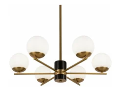 Lampadario A Sospensione Moderno Marble Metallo Ottone Vetro 6 Luci E27 60W